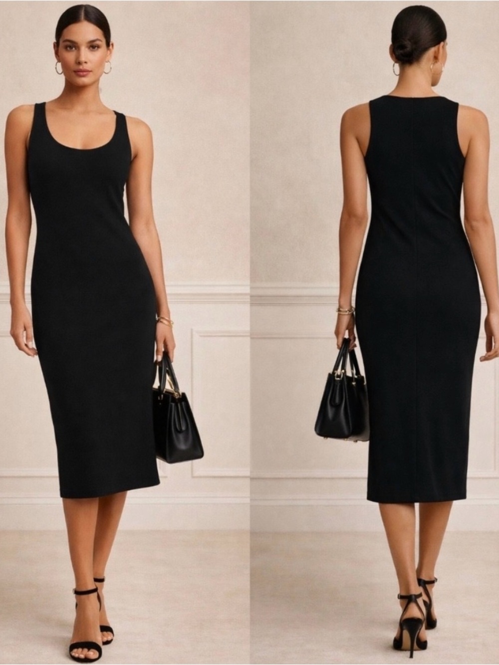 Ralph Lauren Purple Label Collection black midi dress